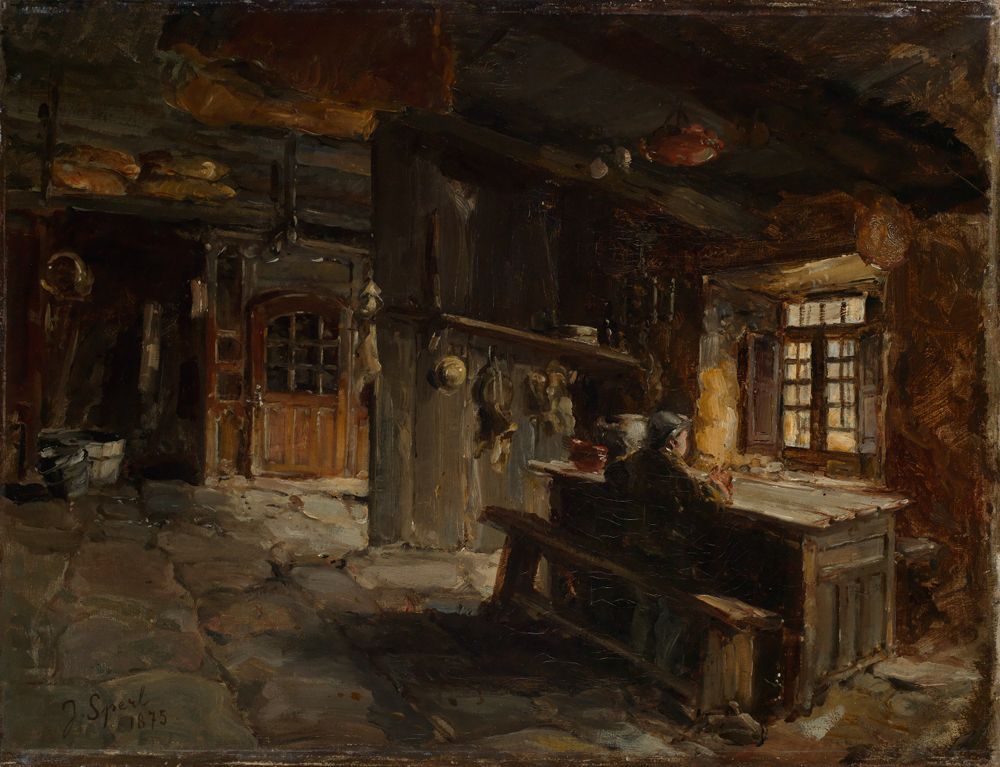 Johann Sperl (1840) - Inneres einer Bauernstube