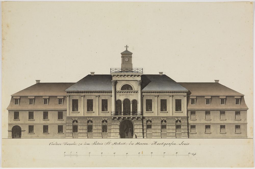 Friedrich Weinbrenner (Nachfolge) - Erweiterungspläne für das Palais Markgraf Louis, Karlsruhe