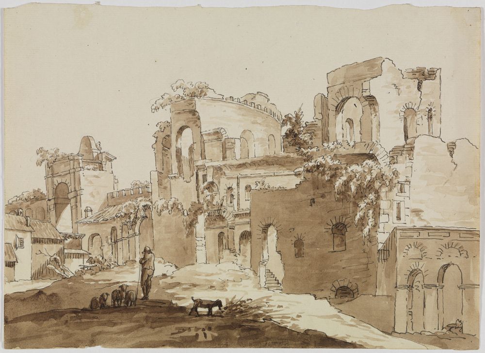 Friedrich Weinbrenner (1766) - Die Rückseite der Porta Asinaria (Porta S. Giovanni) in Rom