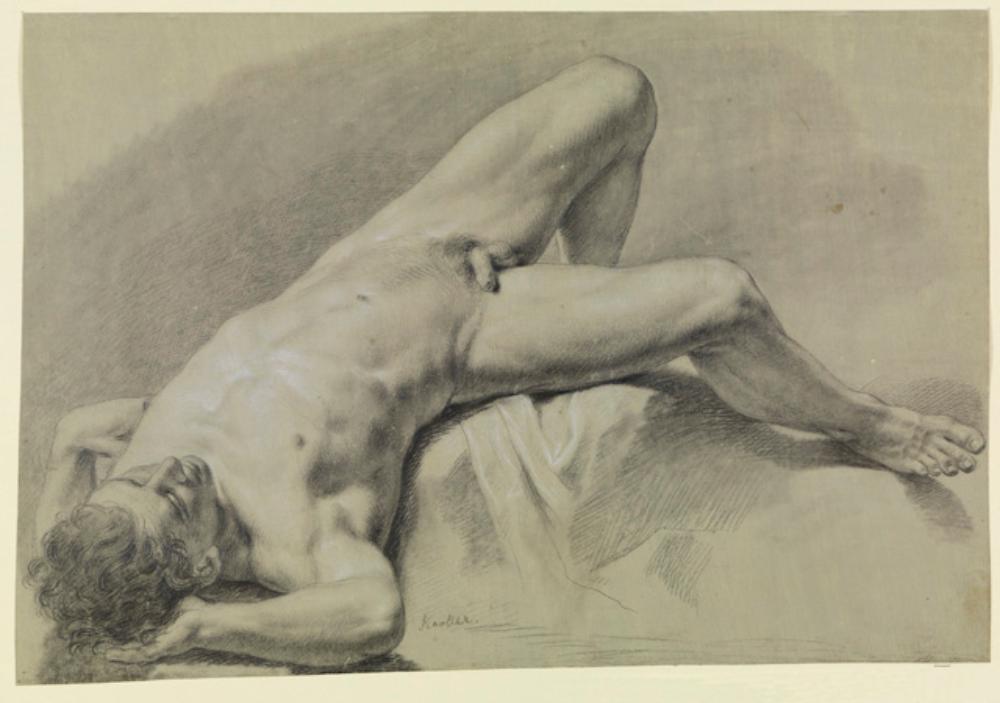 Martin Knoller - Männlicher Akt, rücklings liegend