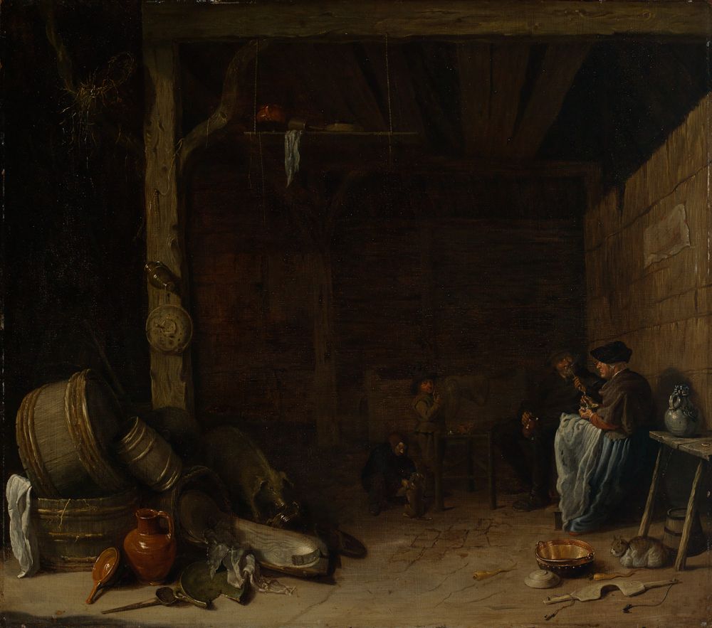 Pieter de Bloot - Inneres eines Bauernhauses mit Bauernfamilie