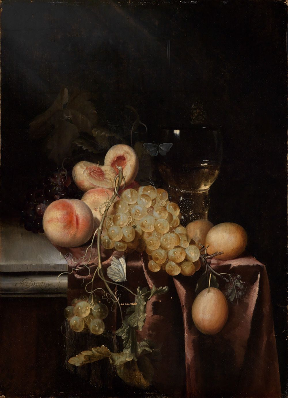 Hendrick Schoock - Stilleben mit Weinglas und Früchten
