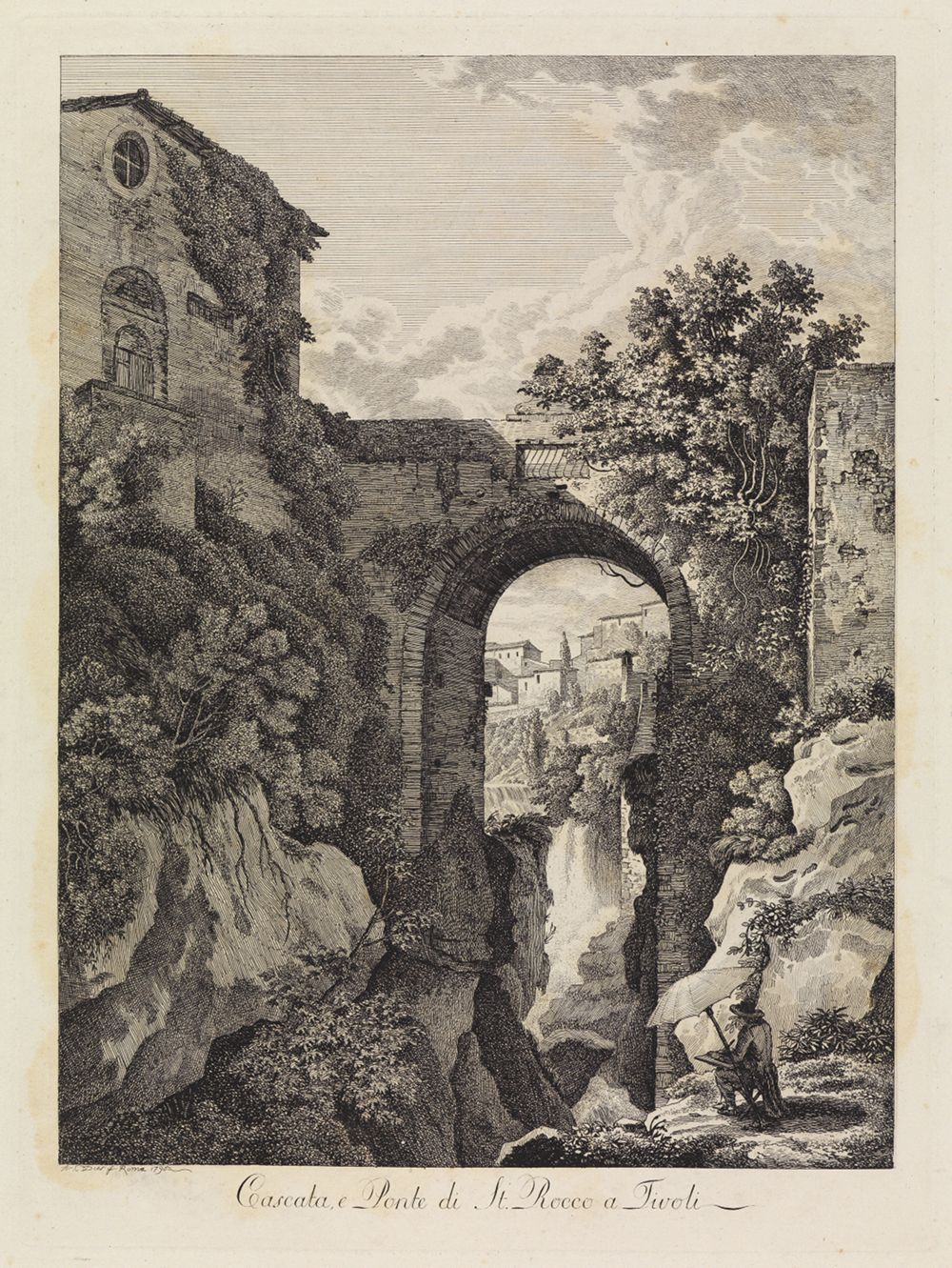 Albert Christoph Dies - Tivoli: mit Wasserfall und Ponte di S. Rocco