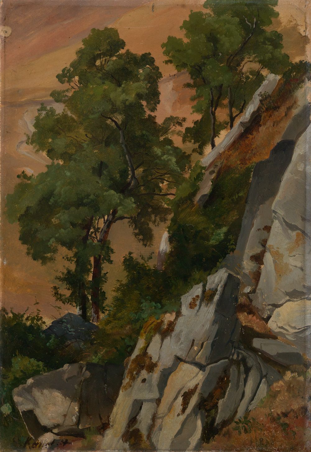 Edmund Friedrich Kanoldt - Felshang mit Bäumen bei Olevano