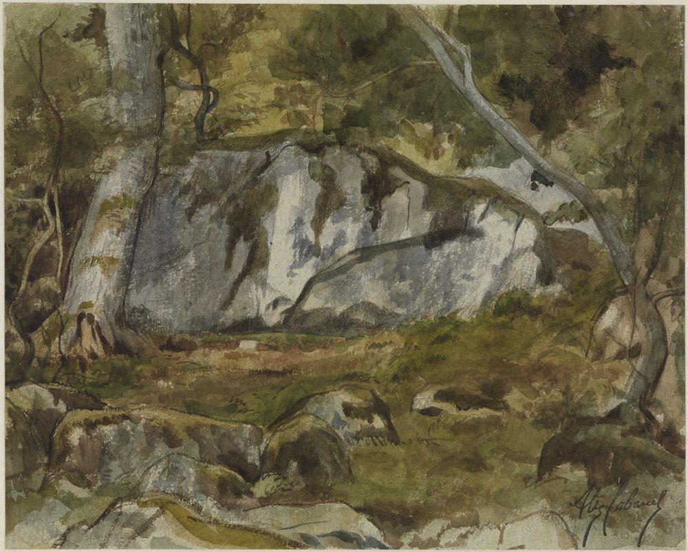 Alexandre Cabanel - Waldstück mit Felsbrocken