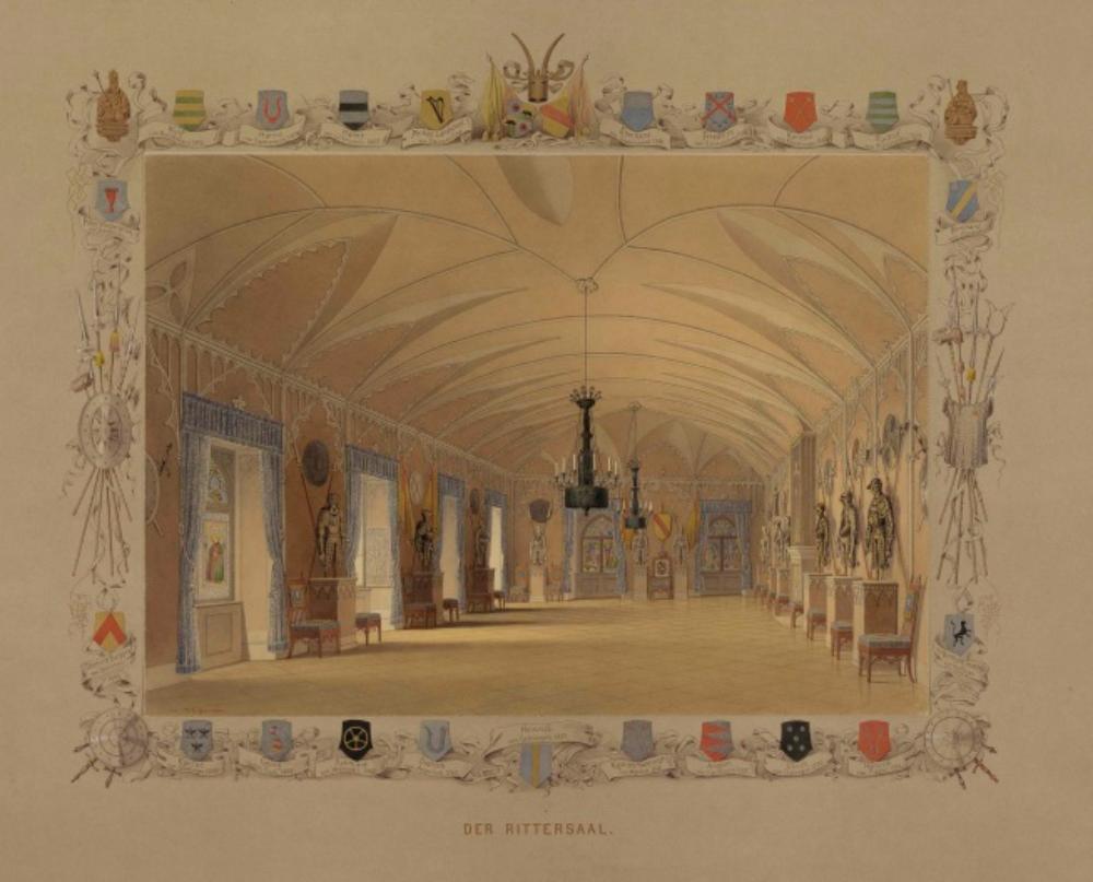 Louis Hoffmeister - Schloss Eberstein: Der Rittersaal (Album mit 23 Ansichten von Schloss Eberstein und Umgebung sowie Titel- und Schlussblatt: Blatt 11)