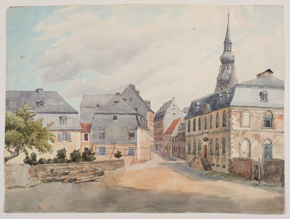 Karl Heinrich Albert Kayser - Blick auf die Schlossgasse und das Kurtrierische Amtshaus in St. Wendel