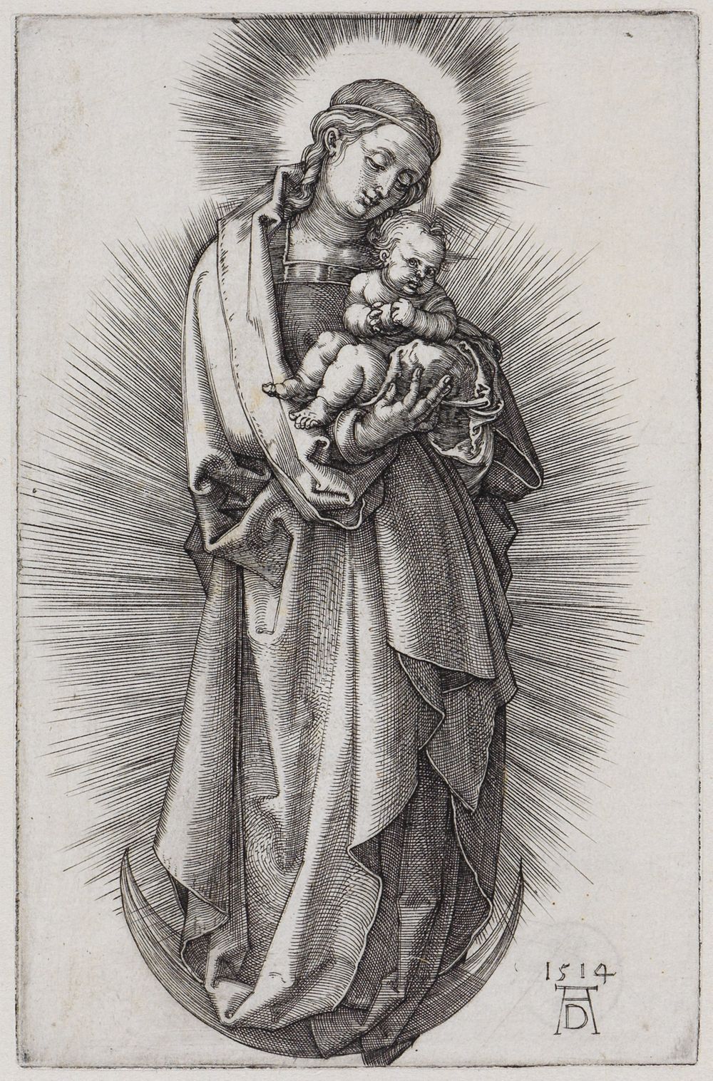 Albrecht Dürer - Jungfrau mit dem Haarband im Strahlenkranz auf der Mondsichel