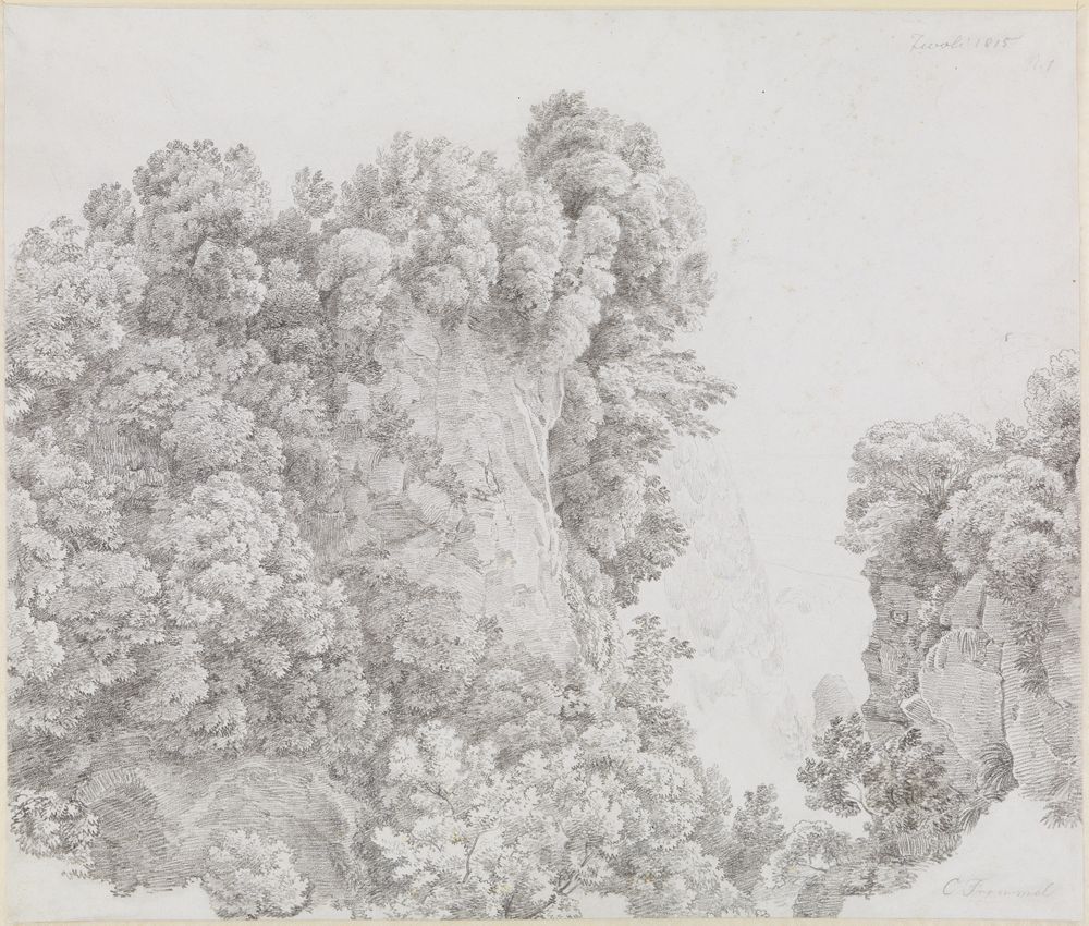 Carl Ludwig Frommel - Bewaldete Felsen bei Tivoli