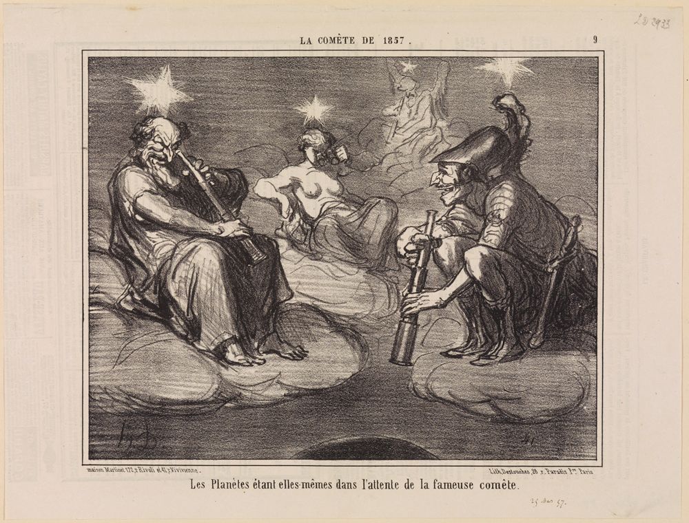 Honoré Daumier - Les planètes étant elles-memes dans lattente de la fameuse comete (La Comète de 1857, Blatt 9)
