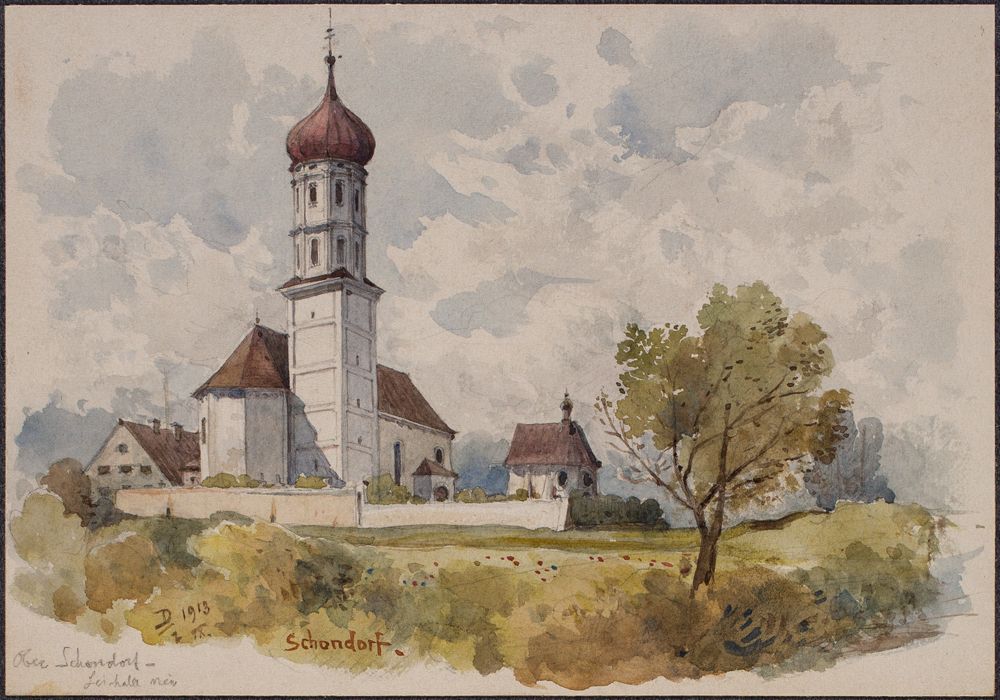 Josef Wilhelm Durm - Pfarrkirche in Oberschondorf am Ammersee (Kirchen und Landschaften aus Bayern)