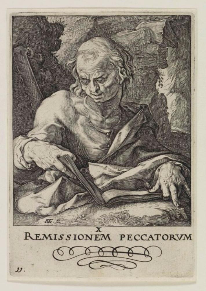 Hendrick Goltzius - Christus, die 12 Apostel mit Paulus; Blatt 11 (arabisch) (Simon)
