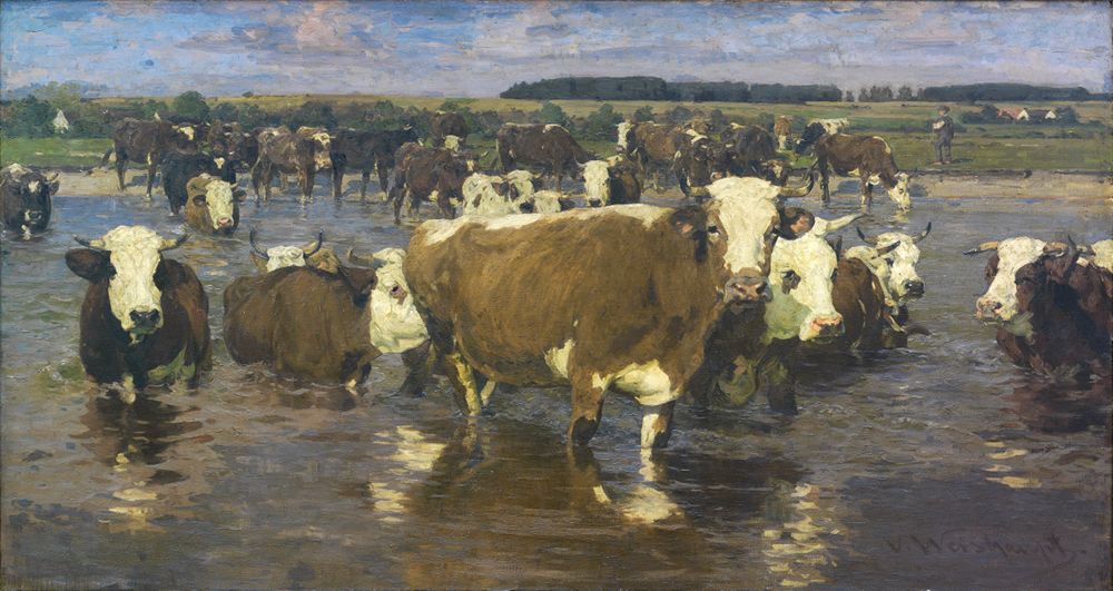 Victor Weishaupt - Viehherde im Wasser
