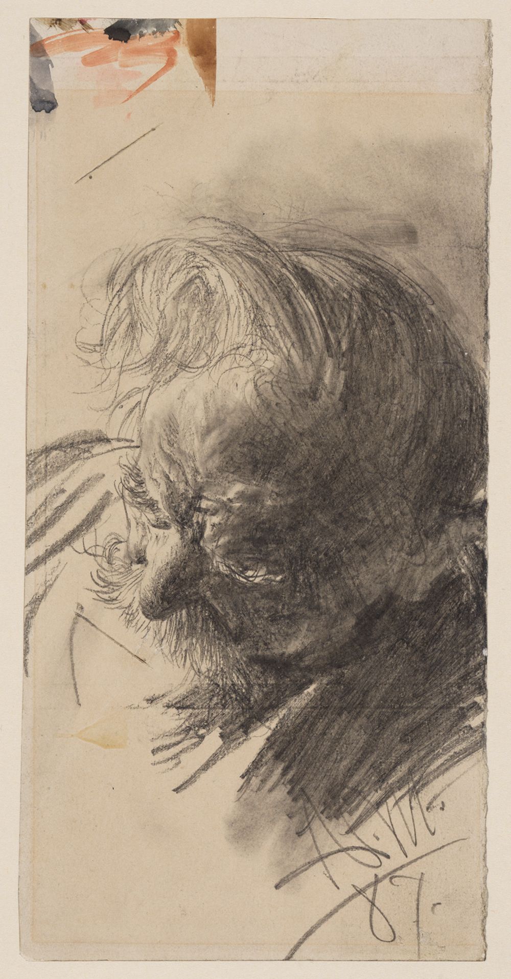 Adolph Menzel - Kopfstudie eines bärtigen alten Mannes
