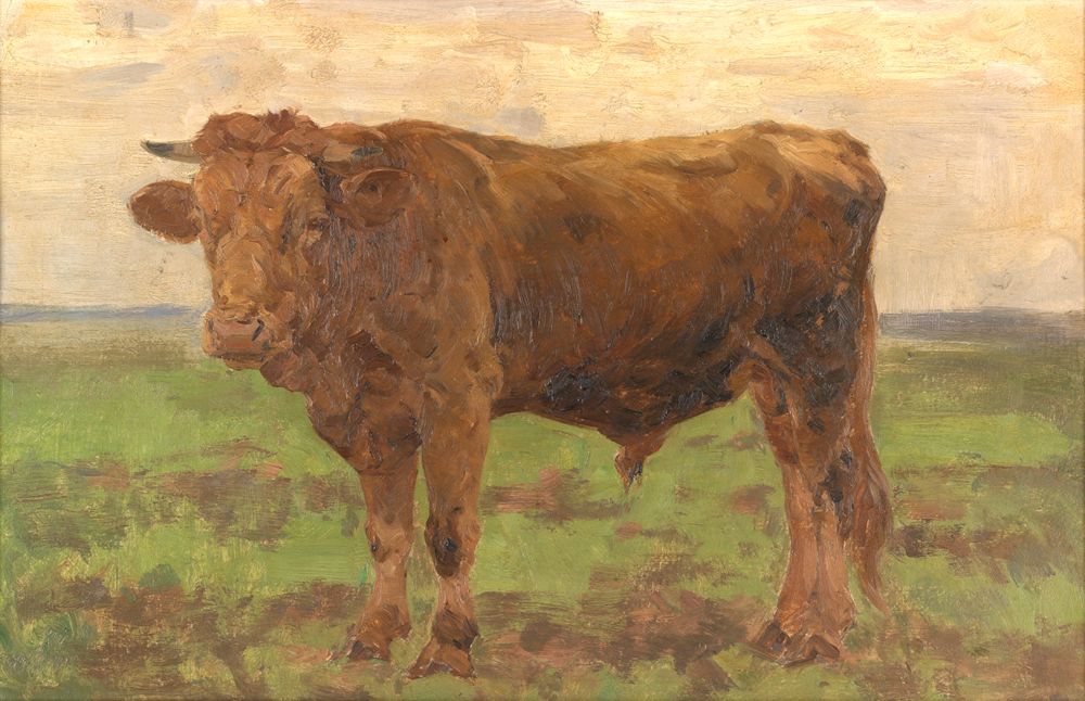 Victor Weishaupt - Brauner Stier auf der Weide