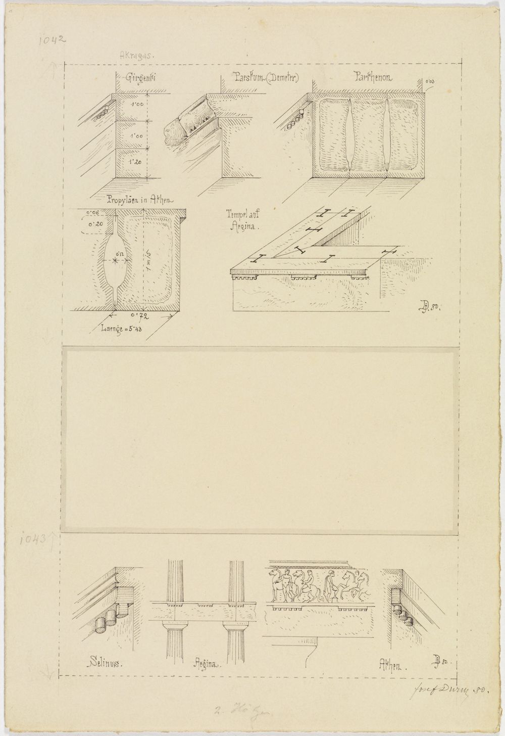 Josef Wilhelm Durm - Details verschiedener Tempel
