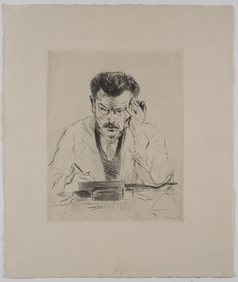 Max Slevogt - Selbstbildnis mit Zigarre, radierend
