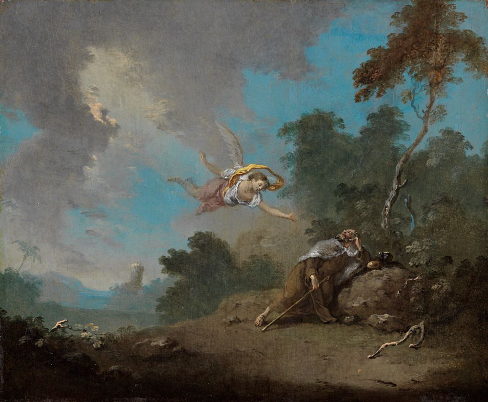 Norbert Grund - Der Prophet Elias, in der Wüste von einem Engel gespeist