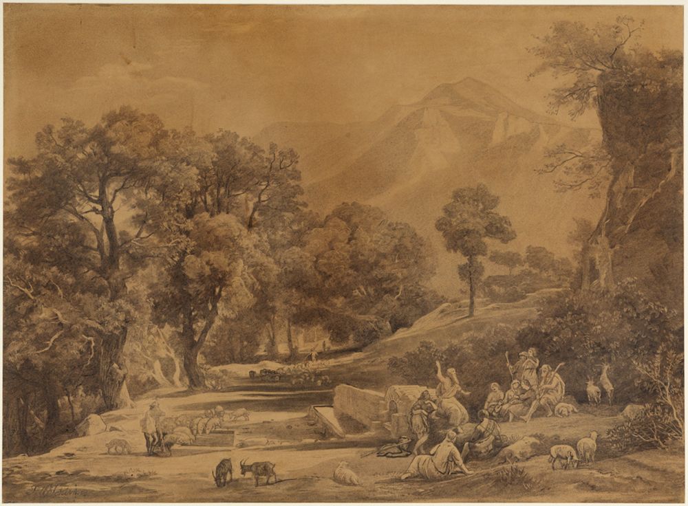 Johann Wilhelm Schirmer - Die erste Predigt im Stamme Seth vor Hirten im Gebirge (1. Mose 4, 26)