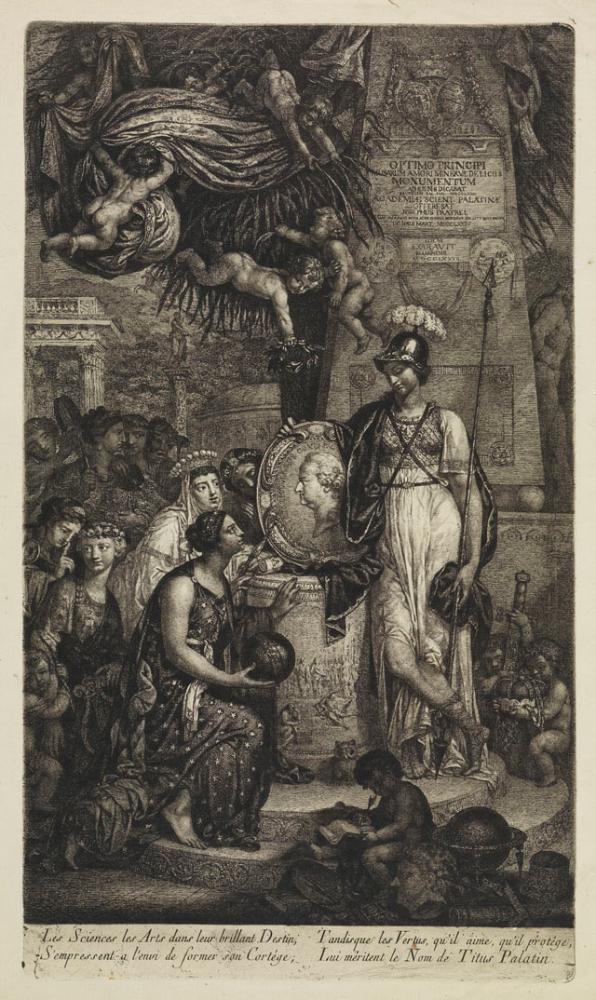Joseph Fratrel (1730) - Allegorie: Die Künste und Wissenschaften weihen sich dem Dienste Karl Theodors