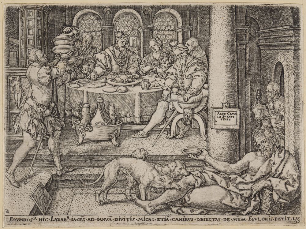Heinrich Aldegrever - Lazarus vor der Tür des Reichen (Der reiche Mann und der arme Lazarus)