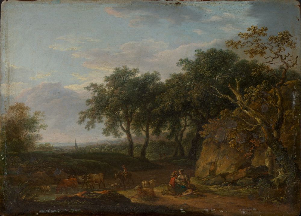 Ferdinand Kobell - Waldlandschaft mit Hirt und Herde