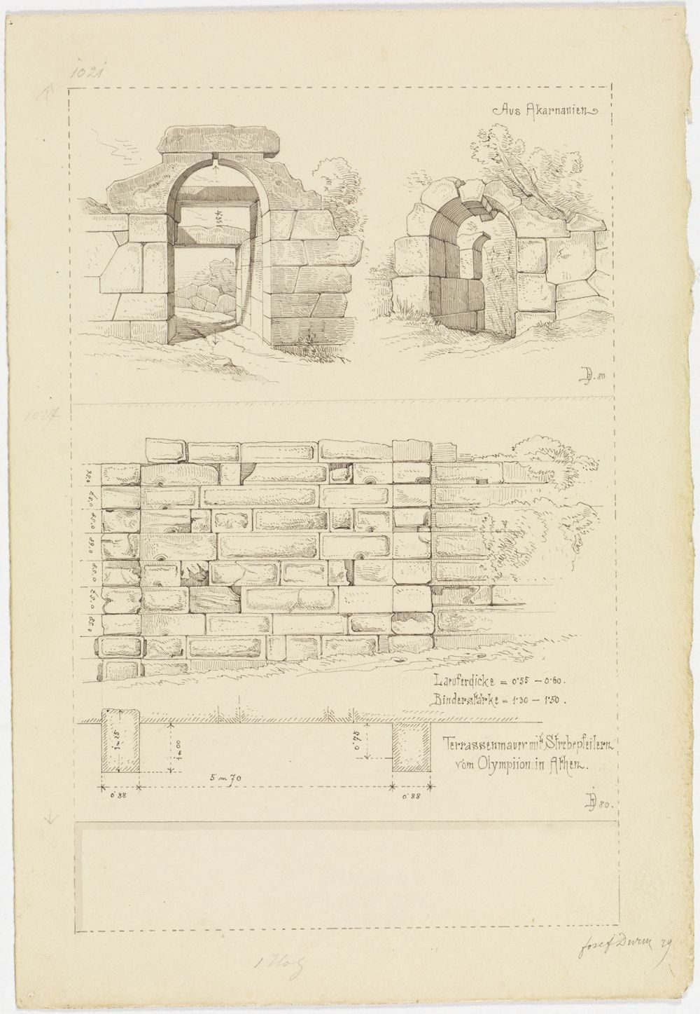 Josef Wilhelm Durm - Bögen aus Arkanien, Terrassenmauer vom Olympion in Athen