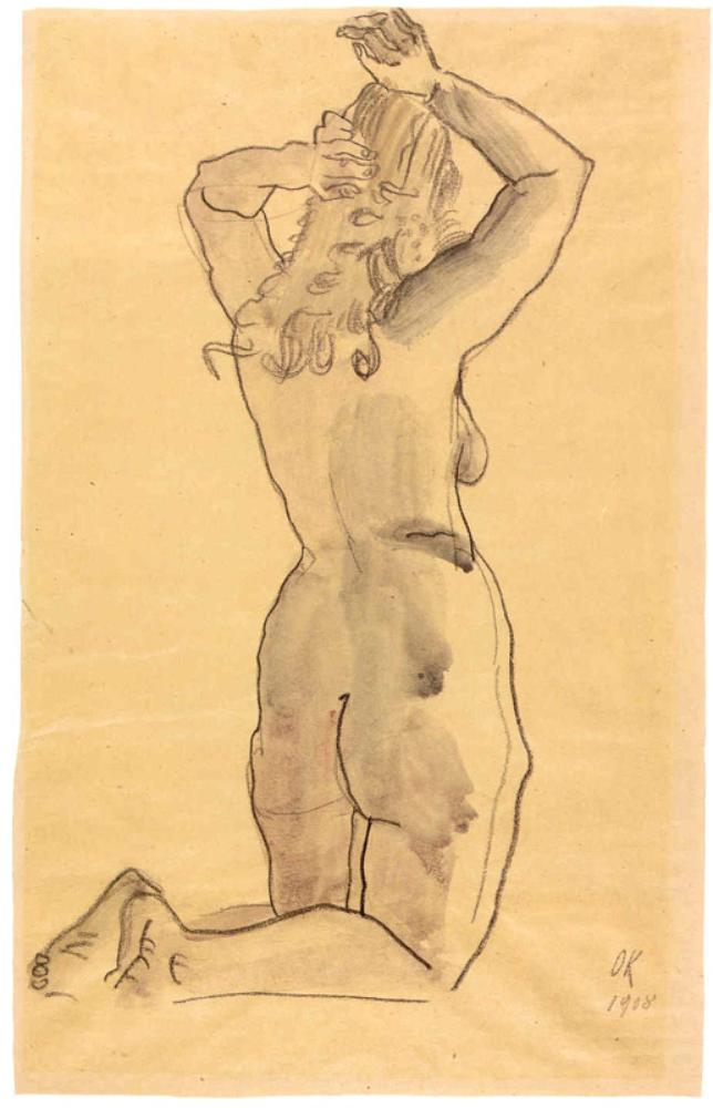 Oskar Kokoschka - Kniender Rückenakt