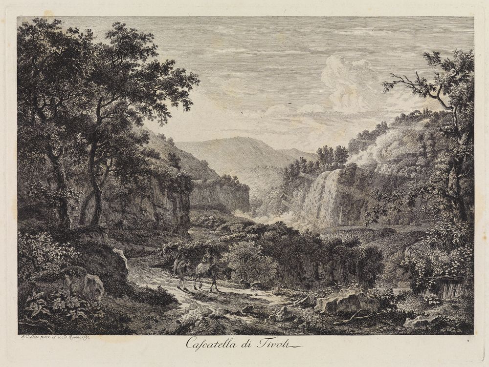 Albert Christoph Dies - Landschaft bei Tivoli mit den Wasserfällen