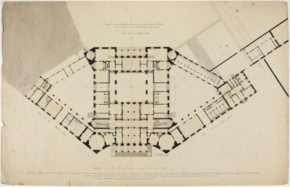 Friedrich Weinbrenner - Plan zum Markgräflichen Palais: Grundriss vom 1. Stock