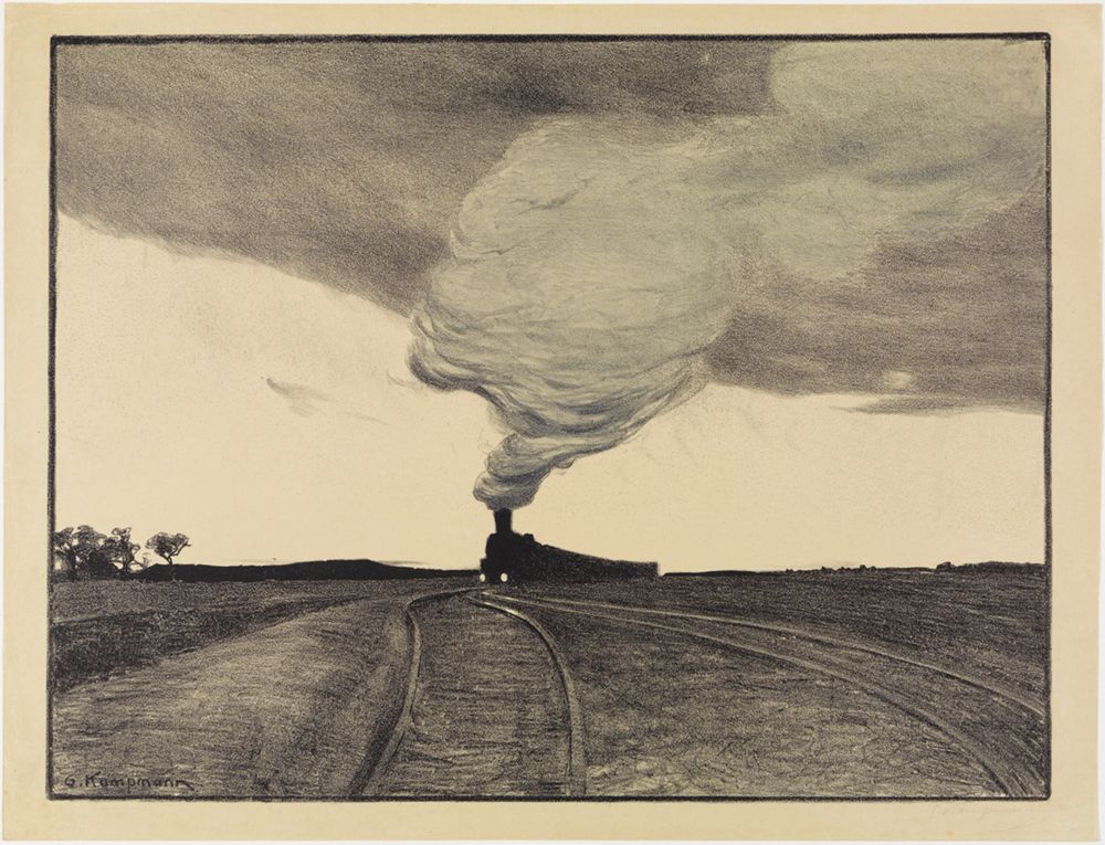 Gustav Kampmann - Eisenbahn am Abend