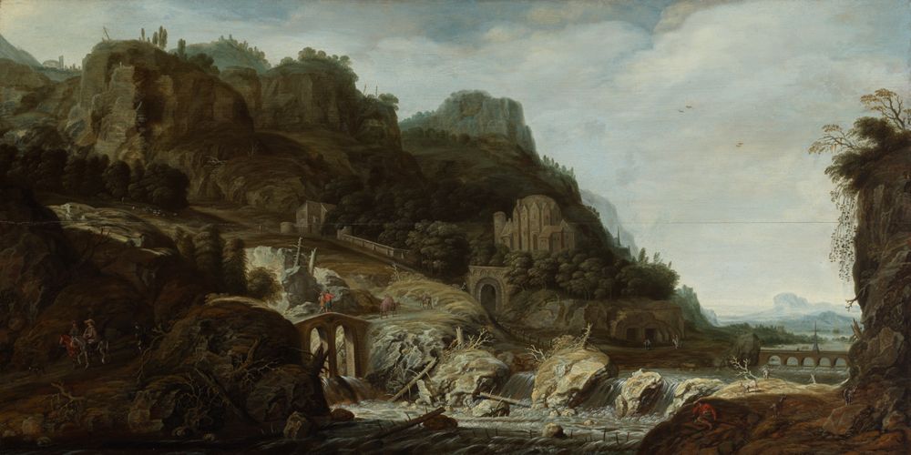 Jochem Govertsz. Camphuysen - Gebirgslandschaft mit einem Wasserfall
