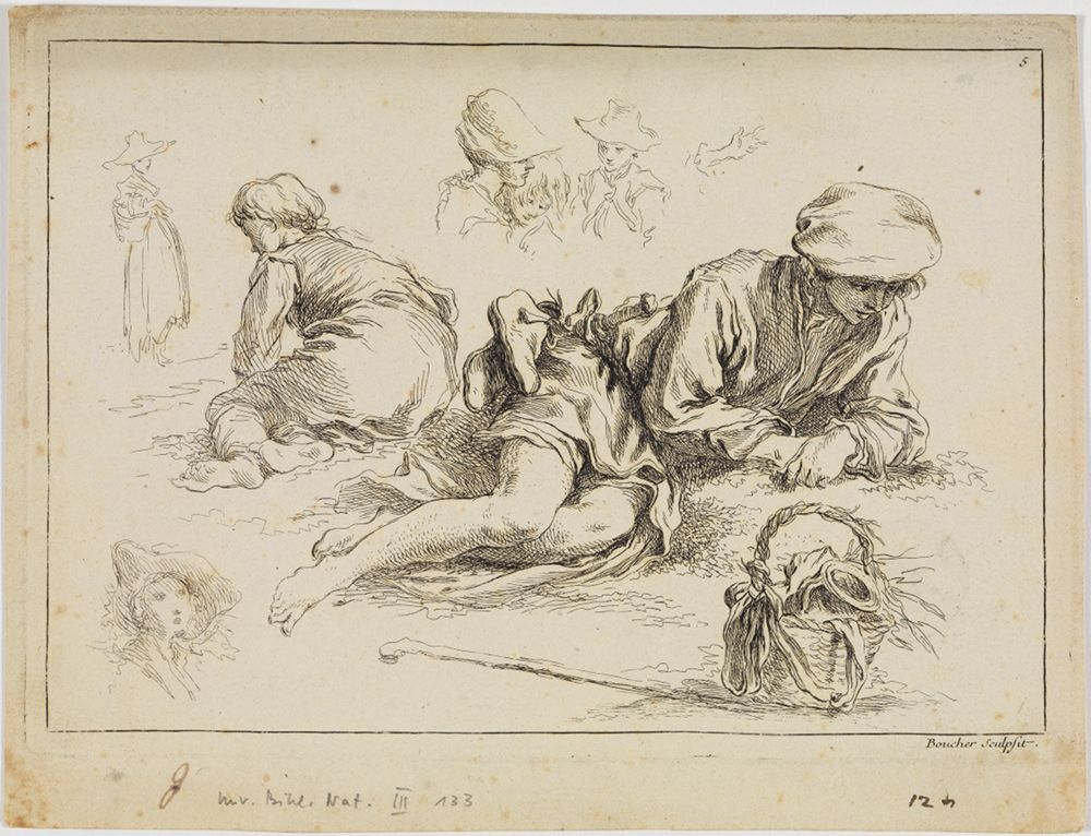 François Boucher - Figurenstudien (Studienbuch nach A. Bloemaert)