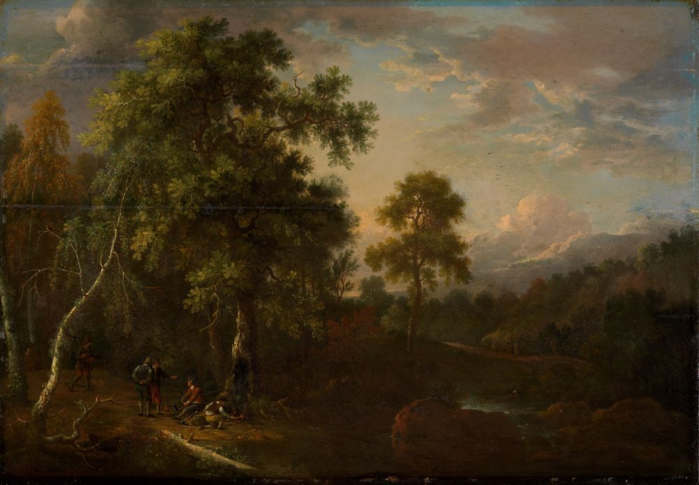 Friedrich Wilhelm Hirt (1721) - Waldlandschaft mit einem Bach
