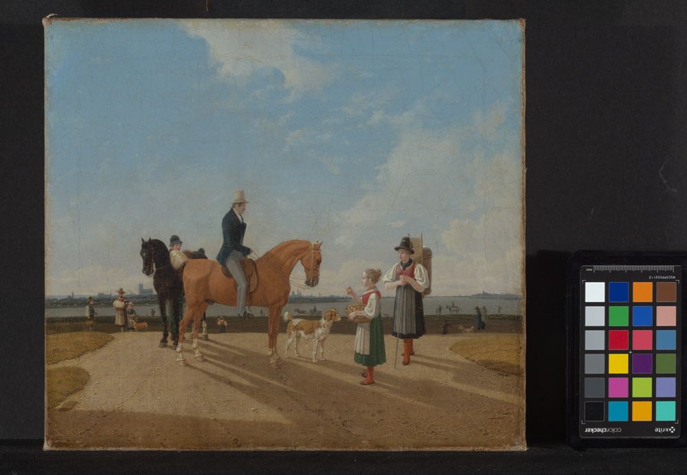 Wilhelm von Kobell - Zwei Reiter und zwei Blumenmädchen