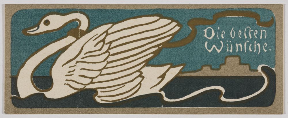 Franz Hein (1863) - Glückwunschkarte mit Schwan