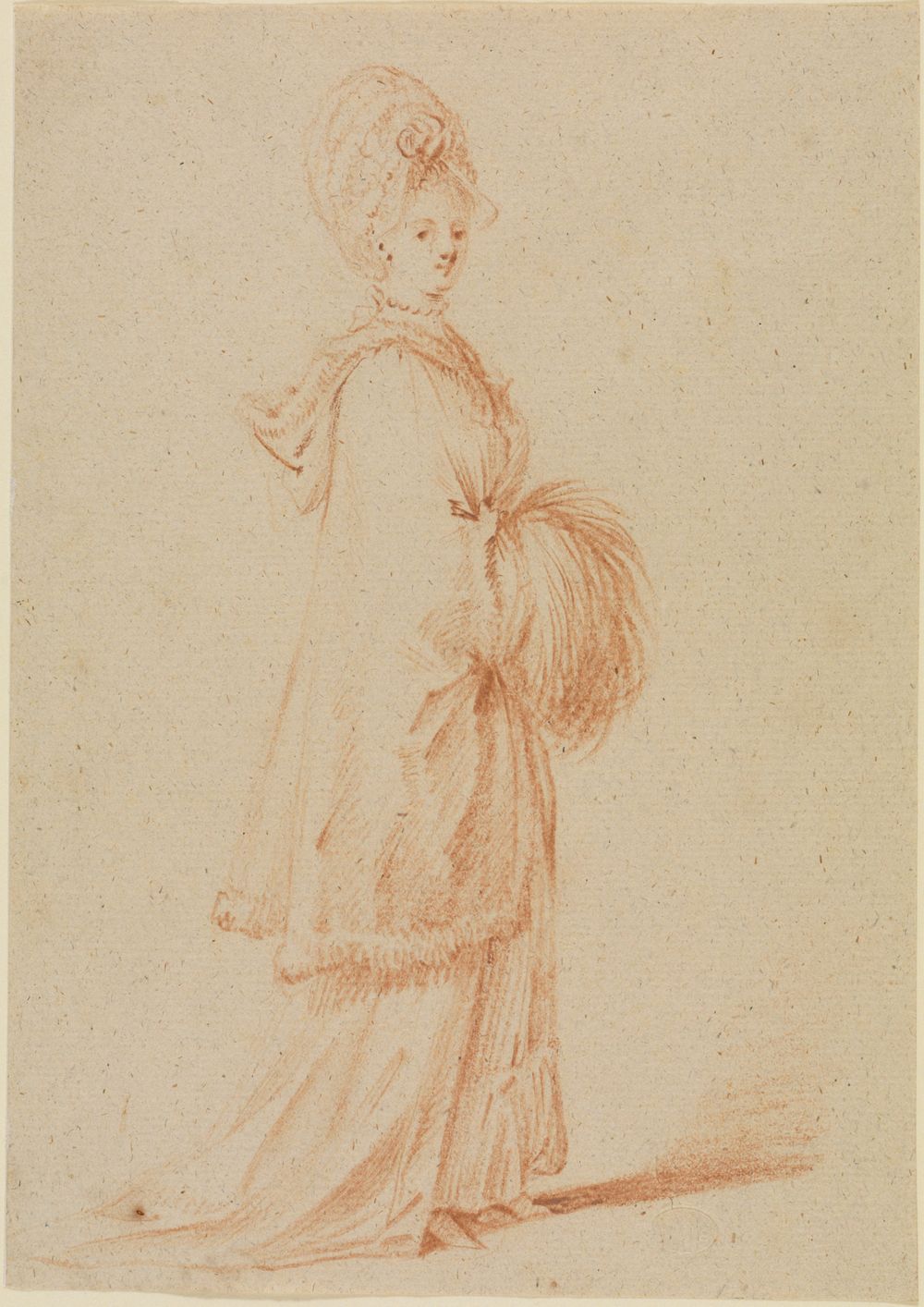 Daniel Nikolaus Chodowiecki - Junge Dame im Cape mit Kapuze und Muff