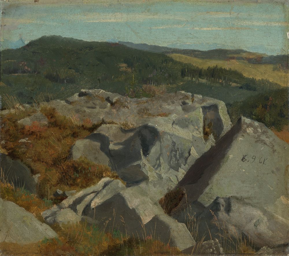 Hans Thoma - Blick auf Felsen und Höhenzüge