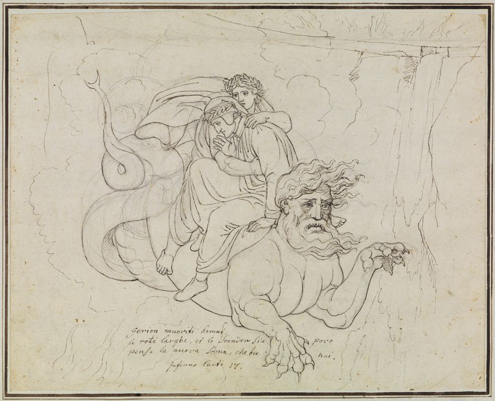 Joseph Anton Koch - Dante und Virgil auf dem Rücken Geryons (Dante Inferno, Canto 17, V 94)