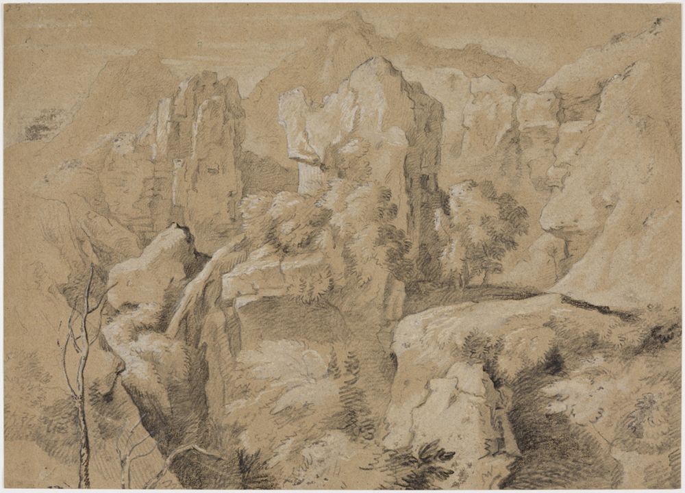 Anonym (F) - Flußlandschaft mit Burgruine