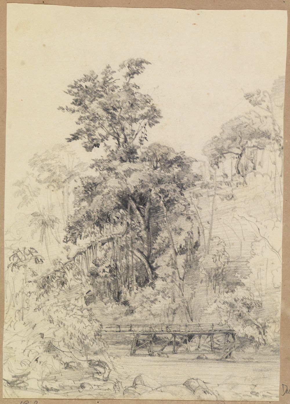 Ferdinand Keller - Holzbrücke im Urwald