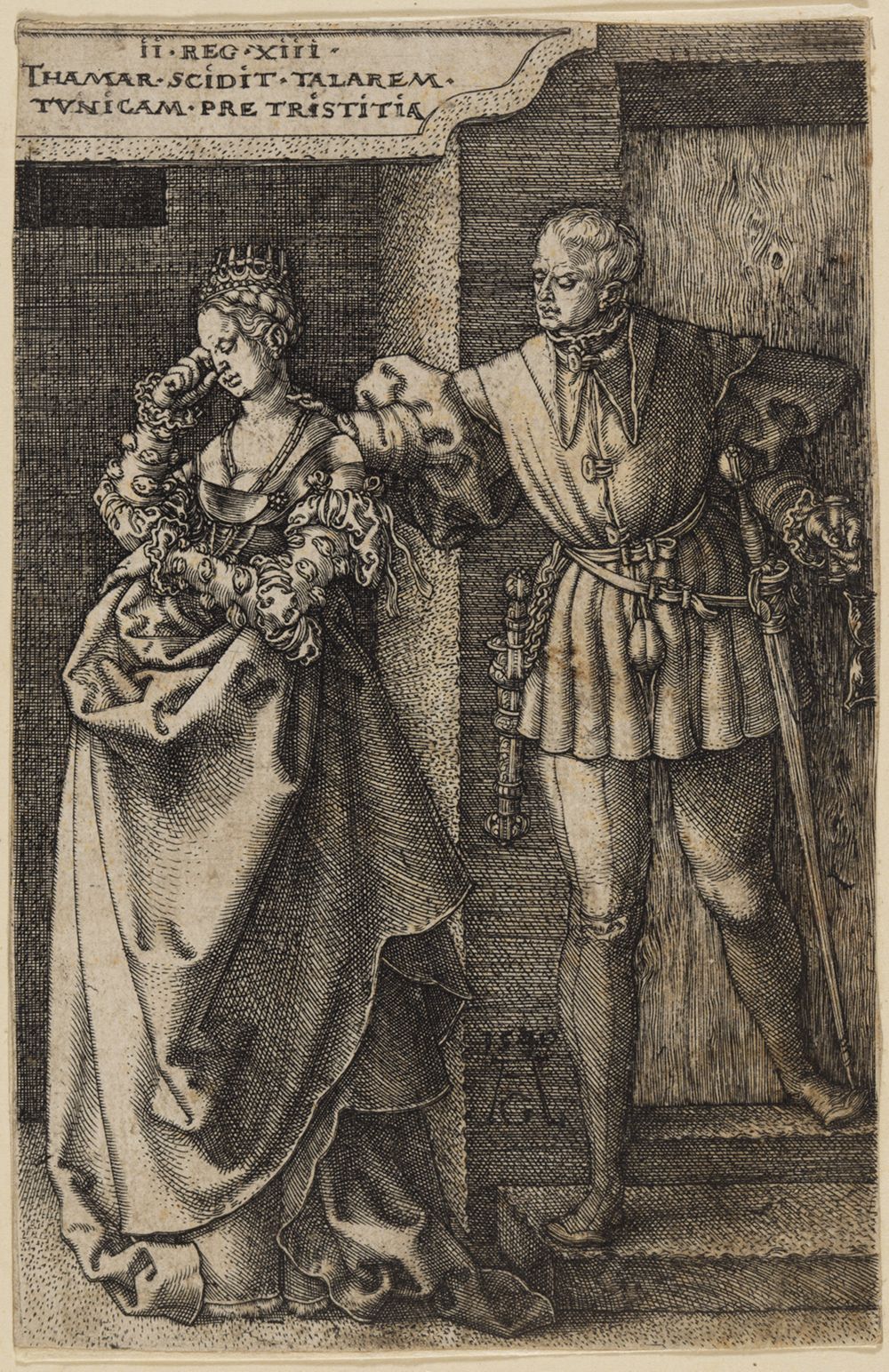 Heinrich Aldegrever - Ammon verstößt Thamar (Geschichte Ammons und Thamars)