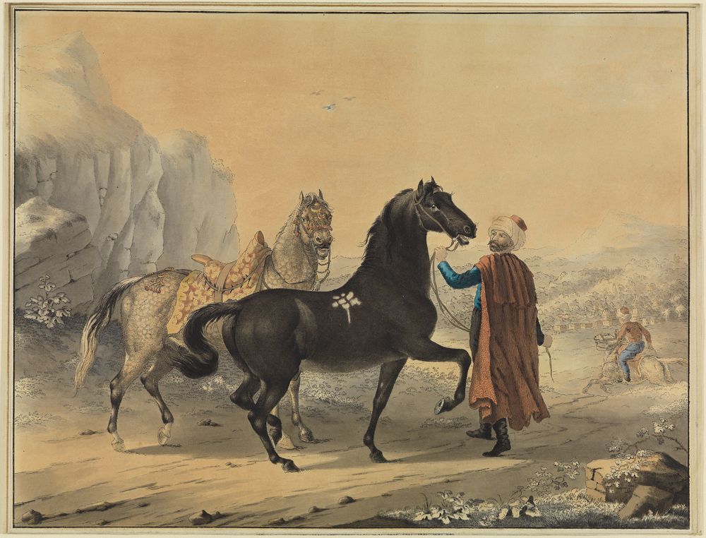 Johann Georg Pforr - Türke mit Rappe und Schimmel
