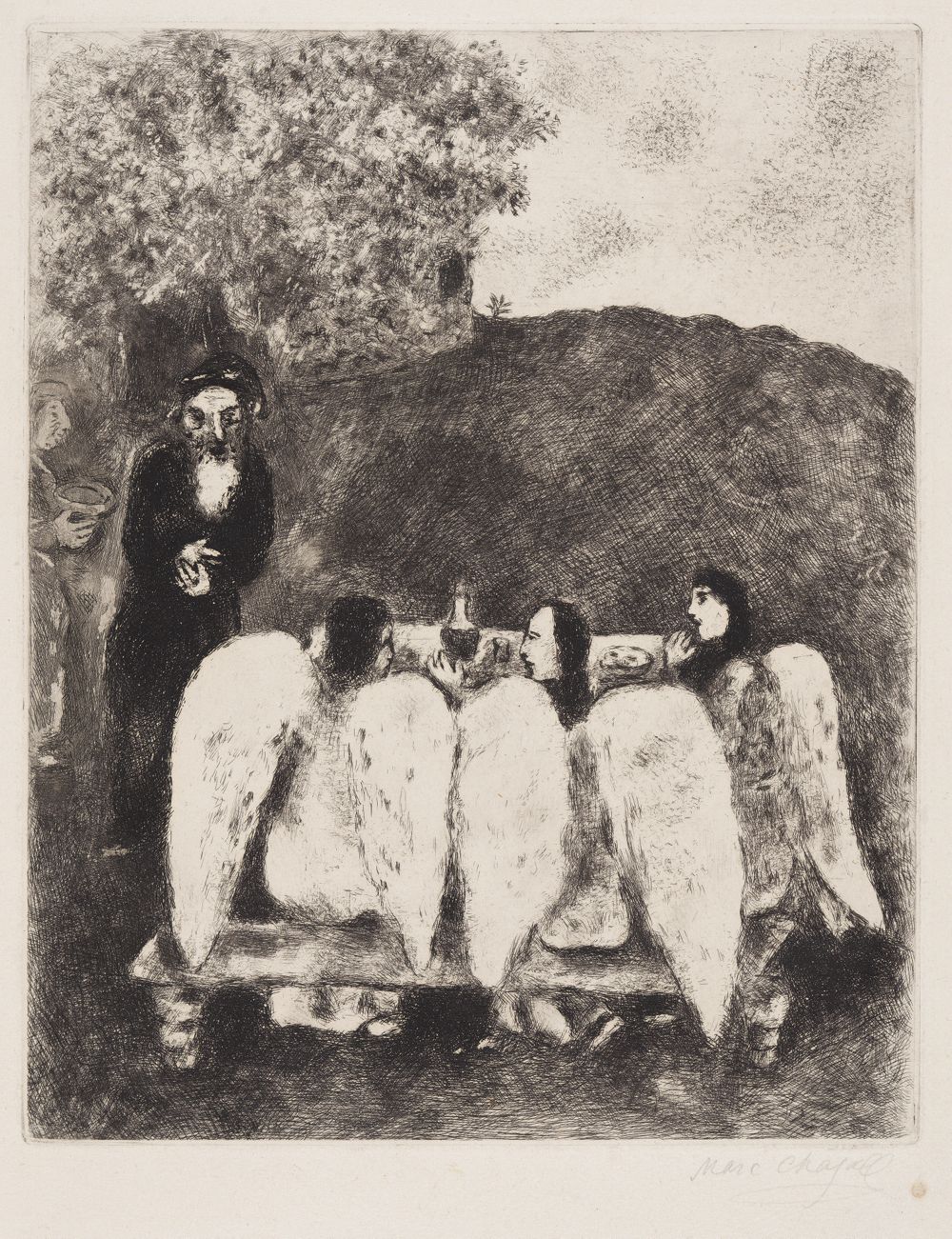 Marc Chagall - Abraham bewirtet die drei Engel (Abraham recevant les trois anges)