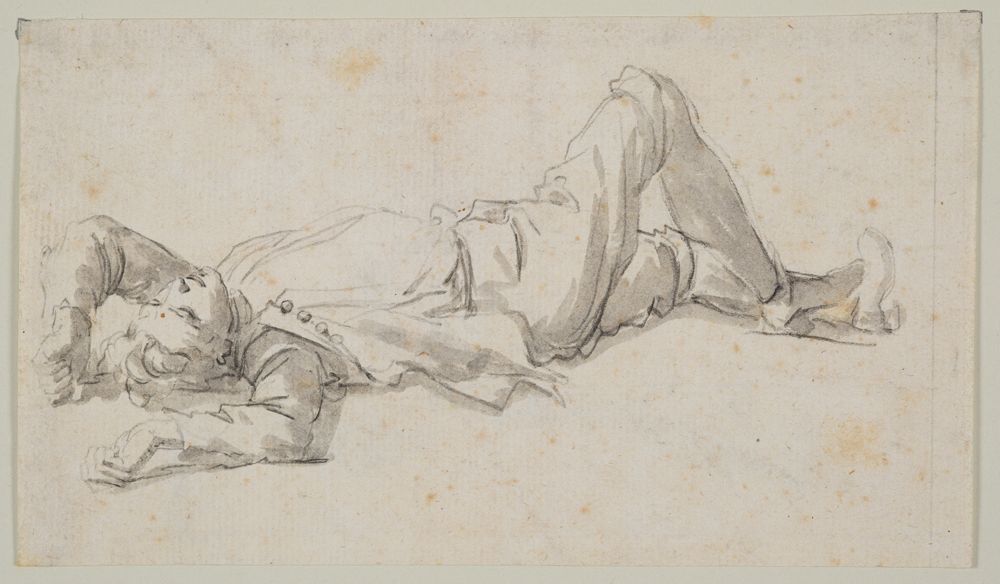 Johann Elias Ridinger - Ein liegender junger Mann