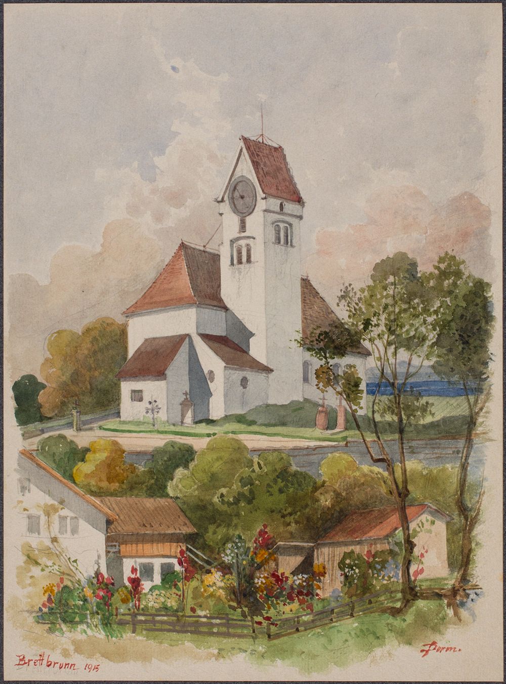 Josef Wilhelm Durm - Kirche von Breitbrunn am Ammersee (Kirchen und Landschaften aus Bayern)
