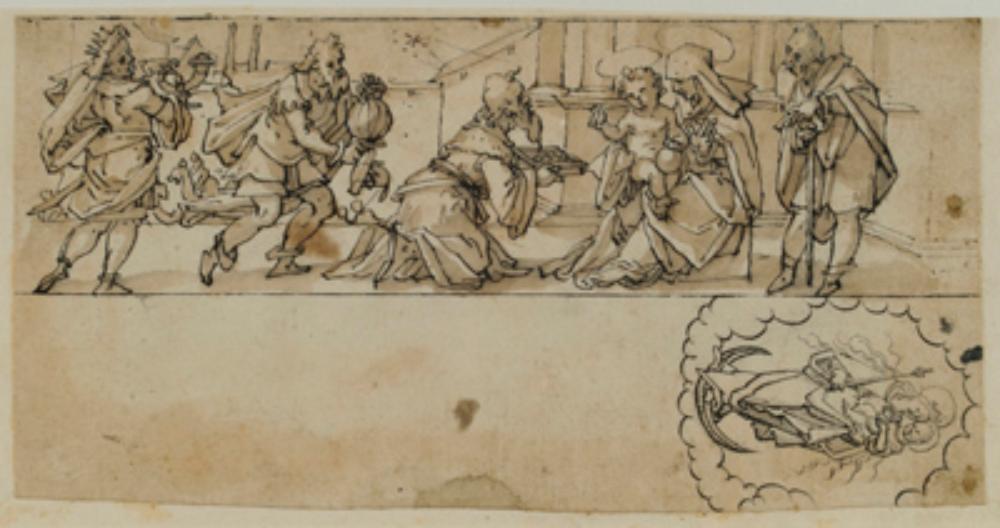 Christoph Murer (Umkreis) - Anbetung der heiligen drei Könige, quer: Madonna auf der Mondsichel
