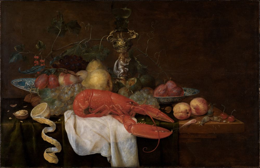 Joris van Son - Fruchtstillleben mit Hummer