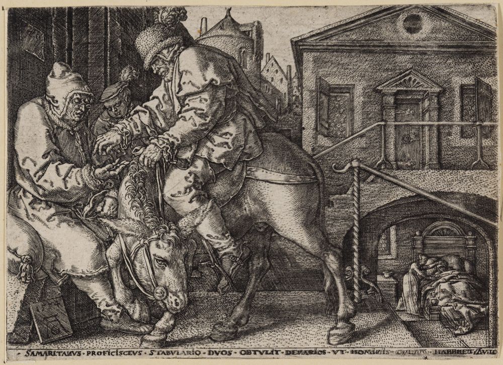 Heinrich Aldegrever - Abschied des Samariters (Der barmherzige Samariter)