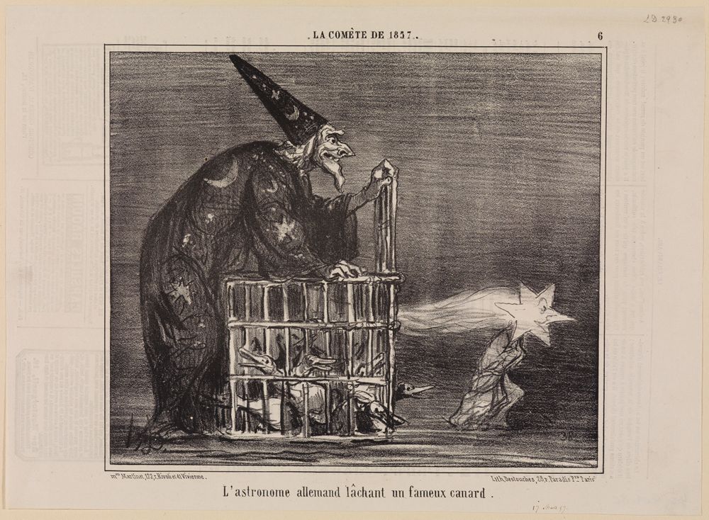Honoré Daumier - Lastronome allemand lachant un fameux canard (La Comète de 1857, Blatt 6)